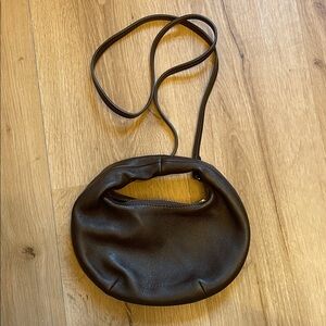 Arket Round Leather Crossbody Bag in Dark Brown